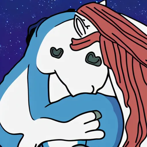 Image similar to horse hugging an astronaut