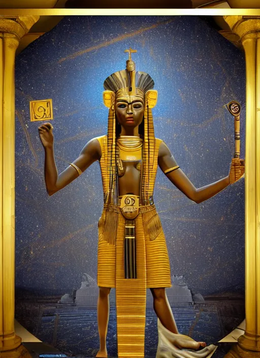 Prompt: a spectacular 3 d matte painting of ancient egypt god ra with golden feathers, diaphanous moonlight, worship, tarot, religious, backlit, hyperrealistic, ultrawide angle, smooth, texture, intricate, fantasy, trending on artstation, volumetric lighting, hyperdetailed, 3 d sculpture, unreal engine