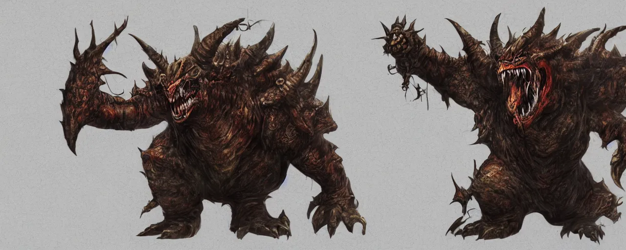 Image similar to concept art of bowser with huge horns and scales and talons, resident evil, horror, occult, terror, mist, volumetric render, digital painting, detailed painting