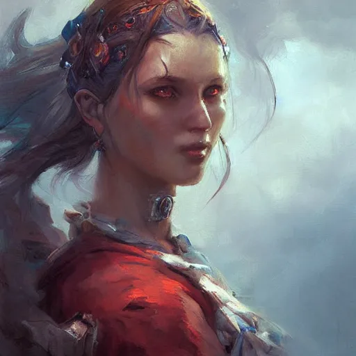 Prompt: a beautiful painting of a nord woman, by raymond swanland and jia ruan, featured on artstattion