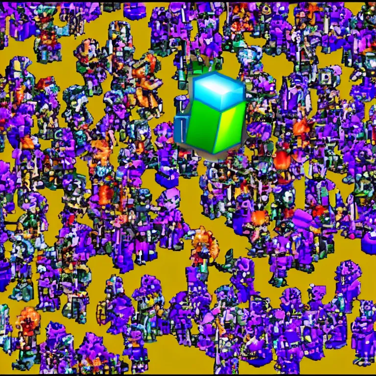 Image similar to electric void worshippers gathering in windows 9 8 game style, 1 6 bit