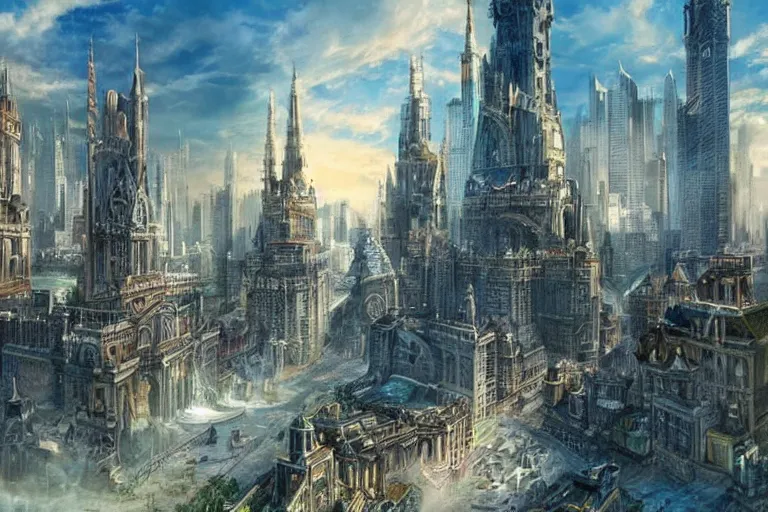 Image similar to a magnificent city. fantasy. photorealism.