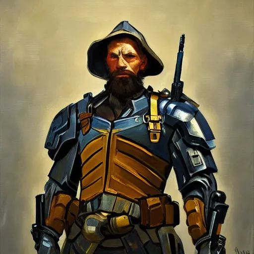 Image similar to greg manchess portrait painting of armored van gogh as overwatch character, medium shot, asymmetrical, profile picture, organic painting, sunny day, matte painting, bold shapes, hard edges, street art, trending on artstation, by huang guangjian, gil elvgren, ruan jia, randy vargas, greg rutkowski