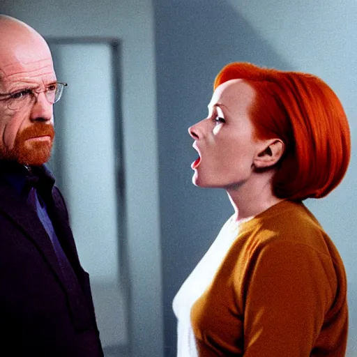 Image similar to dana scully yelling at walter white