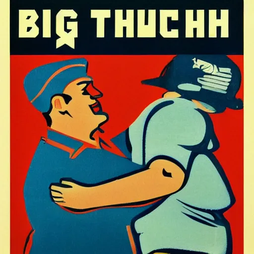 Prompt: soviet propaganda poster of a big bellied trucker