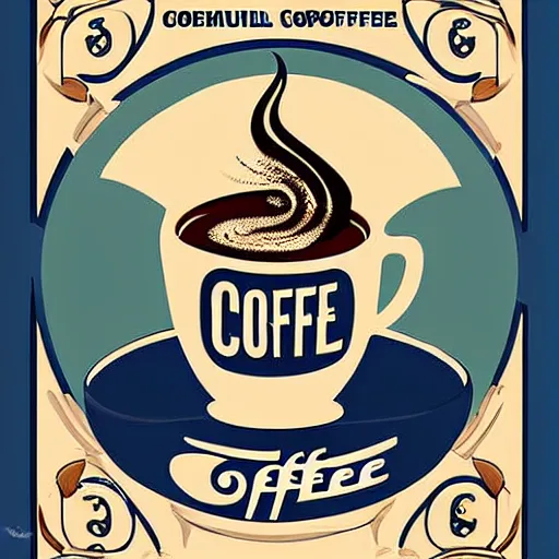 Image similar to art Nouveau style poster advertisement for coffee, beautiful, HD