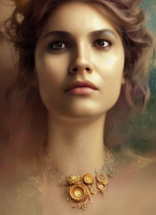 Image similar to a highly detailed photo of very intricate female face portrait, futurism, rococo cyber neon lighting, detailed futuristic fibonacci jewelry, profile posing, hyper photorealistic, trending in pinterest, cinematic, 4 k ultra hd, by denis villeneuve tom anders zorn hans dragan bibin thoma greg rutkowski ismail inceoglu illustrated sand storm alphonse mucha