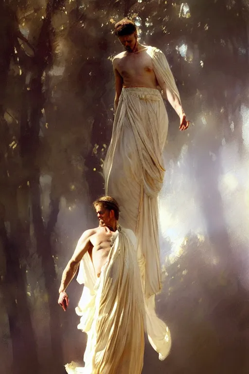 Image similar to beautiful detailed expressive impressionistic oil painting portrait of ancient roman god emperor steve buscemi levitating in angelic pose wearing the civic crown, art by anders zorn, wonderful masterpiece by greg rutkowski, expressive brush strokes, beautiful cinematic light, american romanticism by greg manchess, jessica rossier