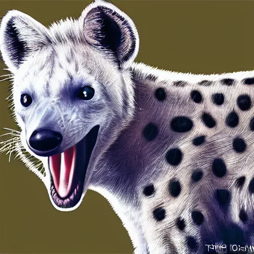 Image similar to white spotted hyena, digital painting