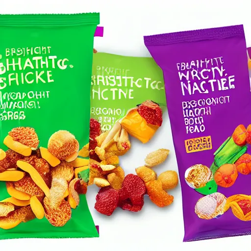 Prompt: bright packaging for waitrose snack foods