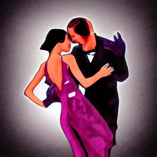 Prompt: futuristic tango couple digital art