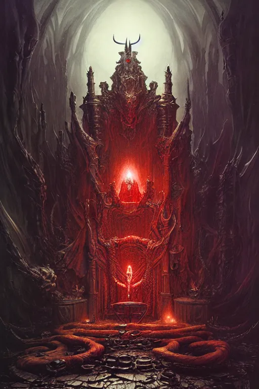 Image similar to satan's throne by anna podedworna, ayami kojima, greg rutkowski, giger, maxim verehin