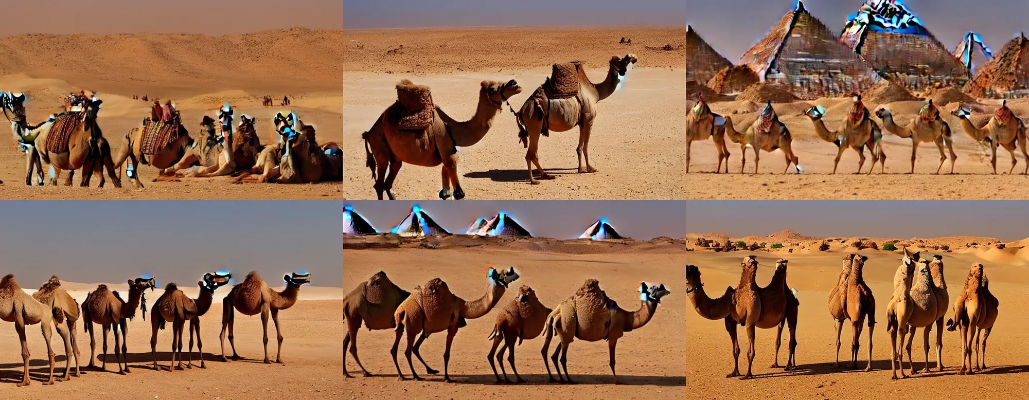 Image similar to Camels in a desert landscape in Egypt