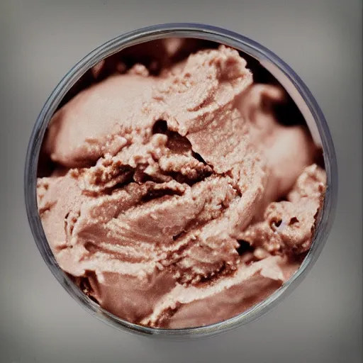 Prompt: beef jerky blended with ice cream, 35mm 4k, pinhole