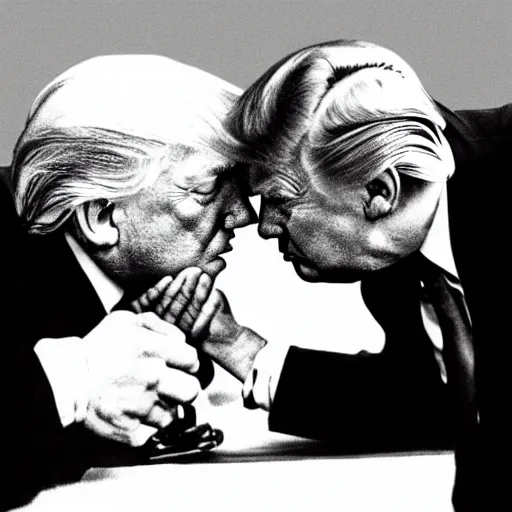 Image similar to still of donald trump kissing adolf hitler