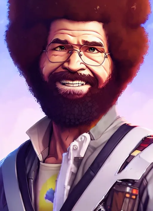 Prompt: Bob Ross in apex legends as an anime character digital illustration portrait design by Ross Tran, artgerm detailed, soft lighting