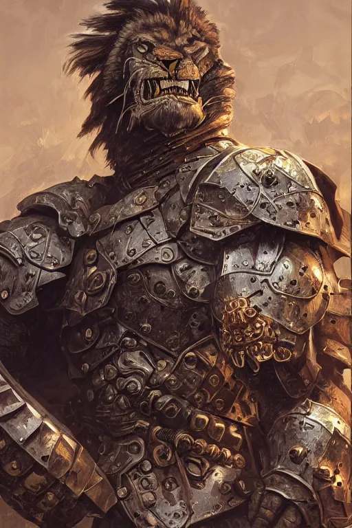 Prompt: ultra realistic illustration,, a hulking knight with a lion cowl, bristling with weapons from doom and warhammer, intricate, elegant, highly detailed, digital painting, artstation, concept art, smooth, sharp focus, illustration, art by artgerm and greg rutkowski and alphonse mucha