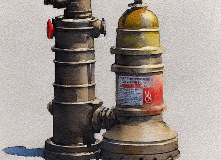 Image similar to concept art of a hydrant, pinterest, artstation trending, behance, watercolor, by coby whitmore, silver, laser light,