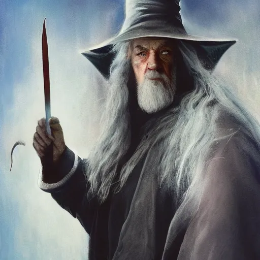 Image similar to gandalf as a warlock using shadow magic, artstation hall of fame gallery, editors choice, #1 digital painting of all time, most beautiful image ever created, emotionally evocative, greatest art ever made, lifetime achievement magnum opus masterpiece, the most amazing breathtaking image with the deepest message ever painted, a thing of beauty beyond imagination or words