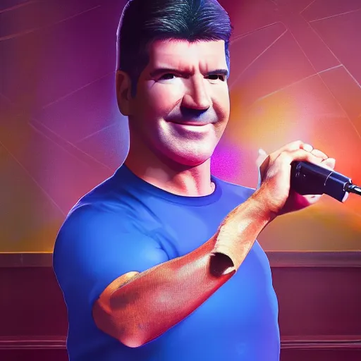 Image similar to photorealistic simon cowell has noddle arms. hyperdetailed photorealism, 1 0 8 megapixels, amazing depth, high resolution, 3 d shading, 3 d finalrender, 3 d cinematic lighting, glowing rich colors, psychedelic overtones, artstation concept art.