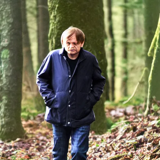 Image similar to mark e smith walking through the woods like sasquatch