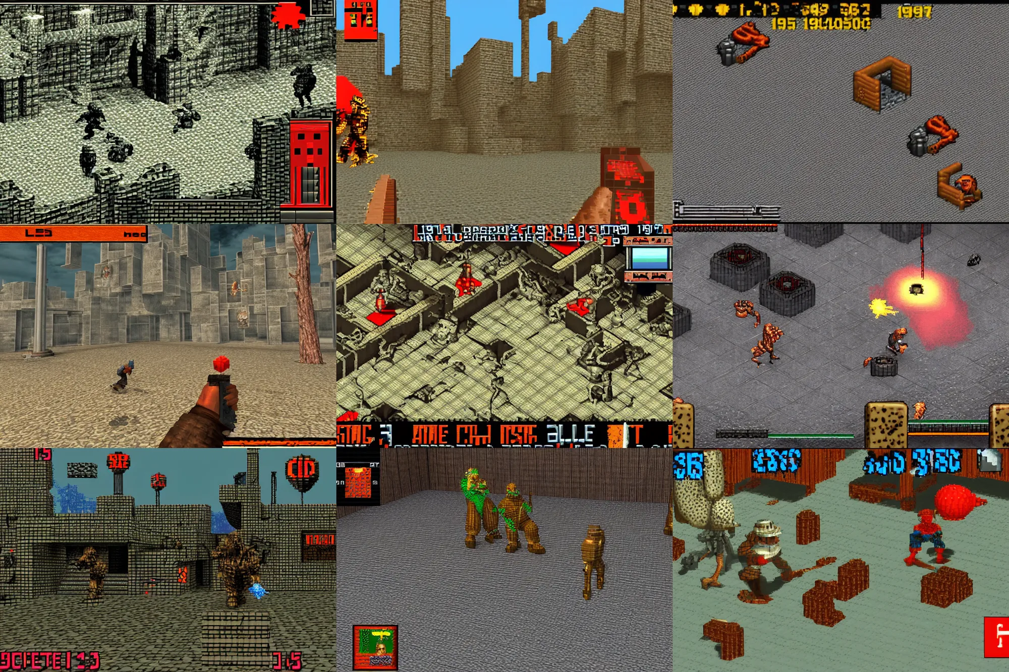 Prompt: retro, old game screenshot, blake stone, hexen, duke 3 d, screenshot, 1 9 9 5