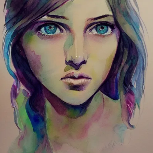 Prompt: water color on paper, gemini girl portrait, highly detailed, artstation, masterpiece, award - winning,