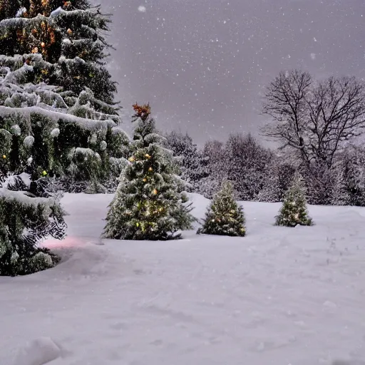 Prompt: a wonderful snowy christmas landscape