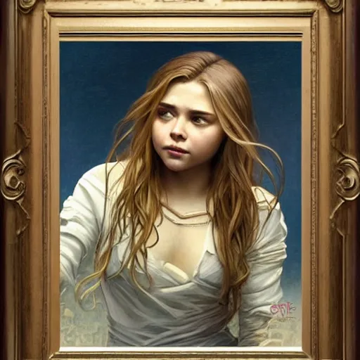 Prompt: beautiful lifelike award winning pencil illustration of chloe grace moretz trending on art station artgerm greg rutkowski alphonse mucha museum quality cinematic atmospheric