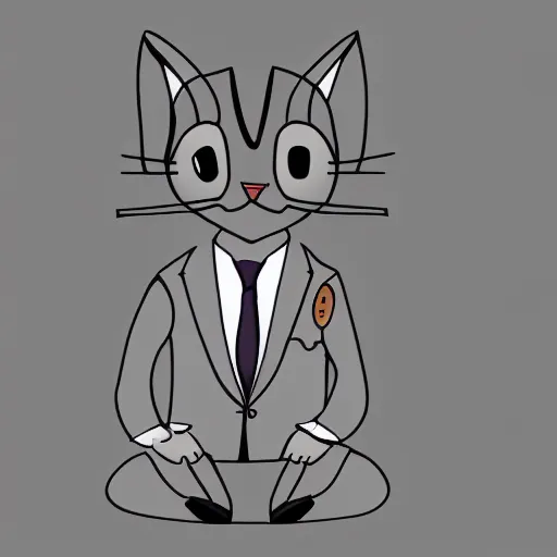 Prompt: a cat wearing a suit, line art