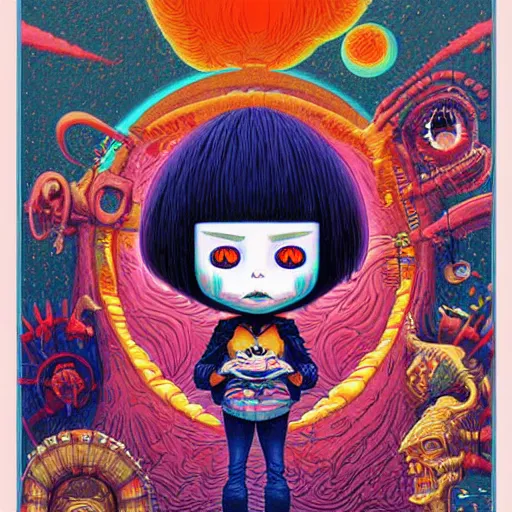 Prompt: original jean giraud digital art painting pastel goth aesthetic, creepy kawaii, highly detailed, highly intricate, tom whalen
