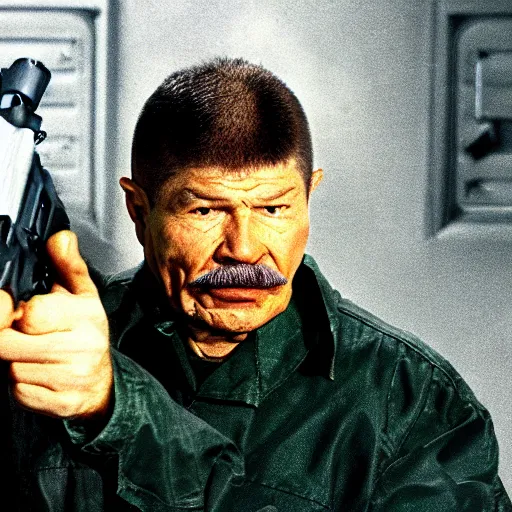 Image similar to Charles Bronson as Doomguy