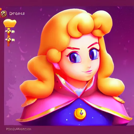 Image similar to an icon of princess peach's face, artstation, rpg, digital art, isometric, dark background.