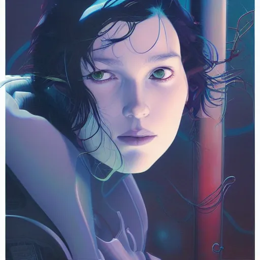 Prompt: iconic young animator portrait by gaston bussierre and charles vess and james jean and erik jones and rhads, inspired by ghost in the shell, beautiful fine face features, intricate high details, sharp, ultradetailed