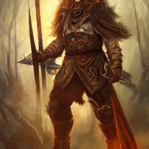 Image similar to a ruthless male druid, full body, 8 k, hyperrealistic, dragon slayer, hyperdetailed, fantasy portrait by laura sava