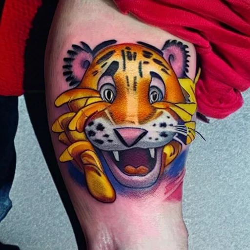 Prompt: “Tattoo of Kellogg’s Tony the Tiger wearing a pirate’s hat and eye patch”