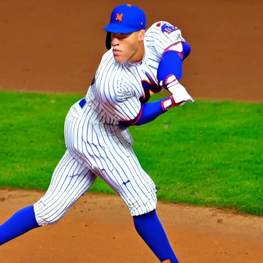 prompthunt: Aaron Judge in a NY Mets Uniform