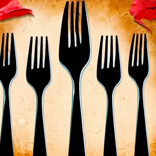 Prompt: fork FORK, black fork, crimson fork, background of fork