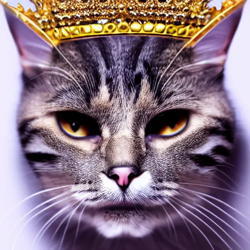 Image similar to a cat wearing a king's crown,studio photograph,professional photography,professional lighting,3 point lighting,detailed face,hyperdetailed,photorealistic,4k