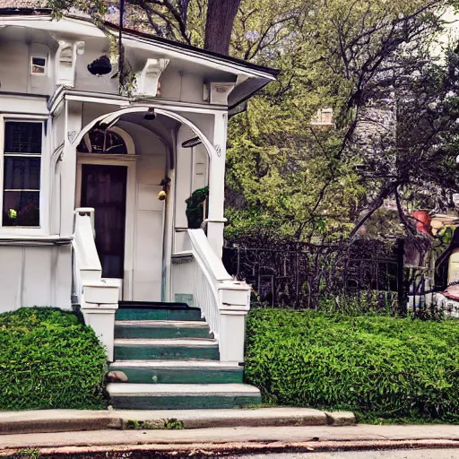 Prompt: Google map street view image of a small charming house in Chicago