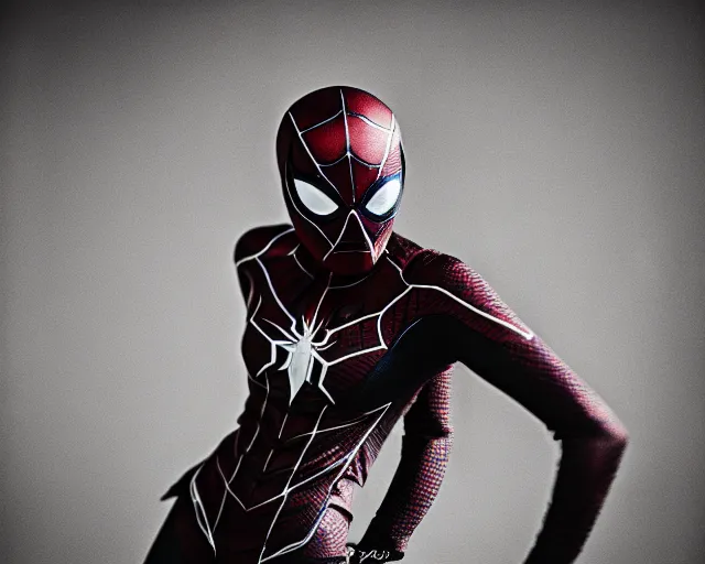 Image similar to iron spider suit, lomography lady grey