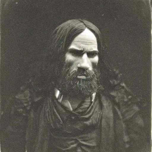 Prompt: 19 century version of thrall from world of warcraft Daguerreotype photography by Louis Daguerre