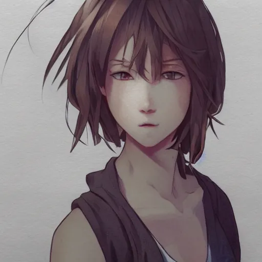 Prompt: a girl is running, sport clothing, anime style, short hair, hair down, symmetrical facial features, from arknights, hyper realistic, highly detailed, rule of thirds, extreme detail, detailed drawing, trending artstation, realistic lighting, shoulder eyes, by alphonse mucha, greg rutkowski, sharp focus, backlit, real faces, realistic anatomy