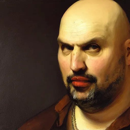 Prompt: john fetterman, oil on canvas, by rembrandt