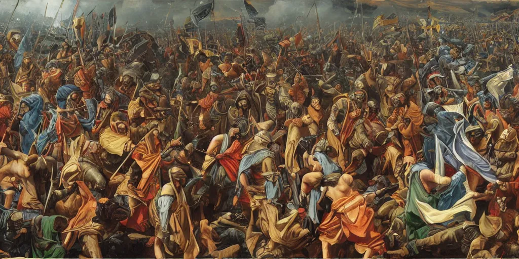 Image similar to Large scale modern battle jesus christ