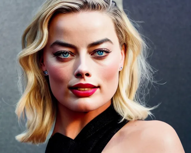 Image similar to margot robbie and amber heard mixed in one face, hyper realistic face, beautiful eyes, cinematic, long shot, hyper detailed, 8 5 mm photograph, 8 k resolution, film still, sharp lens, wide lens