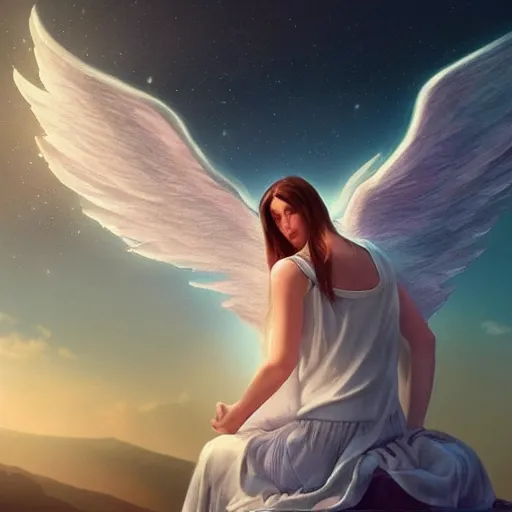 Image similar to angel play on piano in sky, unreal engine, digital, artstation, detailed intricate illustration, heavenly atmosphere, digital art, overdetailed art, concept art, complementing colors, trending on artstation, cgstudio, the most beautiful image ever created, dramatic, subtle, details, award winning artwork, beautiful scenery