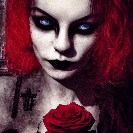 Prompt: stunning Gothic shameless woman with impudent facial expression in shadow of church cross, elegant, dark and mysterious, atmospheric, red, ominous, eerie, cinematic, Epic, 8k, 4k, ultra detail, ultra realistic, rendered by awesomeness illustration