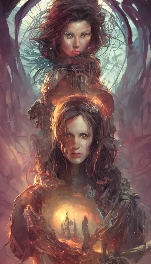 Image similar to furious gorgeous woman, lord of the rings, cyberpunk, neon, fibonacci, sweat drops, insane, intricate, highly detailed, digital painting, artstation, concept art, smooth, sharp focus, illustration, Unreal Engine 5, 8K, art by artgerm and greg rutkowski and alphonse mucha