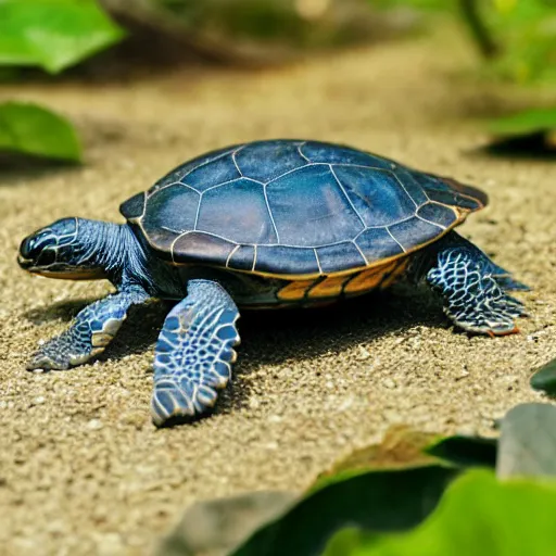Prompt: a female blue turtle